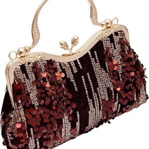 Exquisite Two-Tone Sequin Velvet Bag with Bud Clasp - Elevate Your Evening Look
